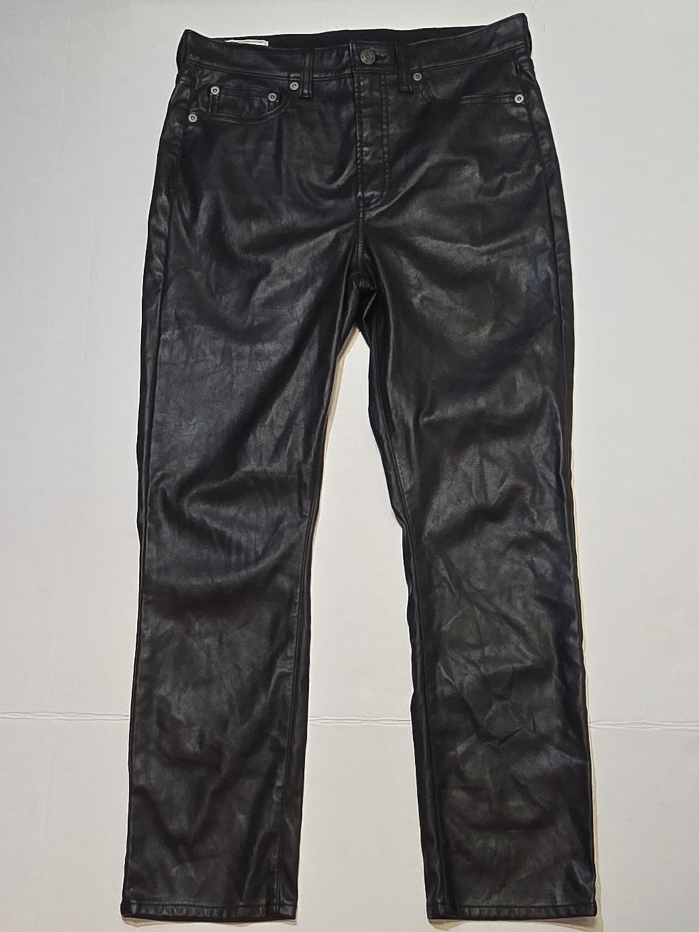 GAP Vintage Slim High Rise Black Faux Leather Pants Women’s 29/8R Inseam 29